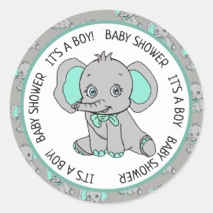 Sticker Rond Elephant, C'est un garçon, Baby shower