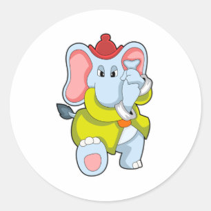 Sticker Rond Elephant comme pompier avec Proboscis