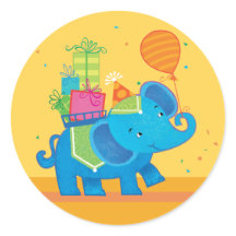 Eléphant d'anniversaire avec ballons & présente St