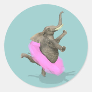 Sticker Rond Éléphant de ballet en pointe