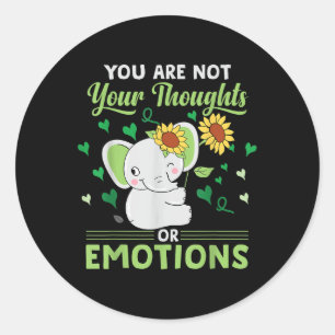 Sticker Rond Eléphant de sensibilisation à la santé mentale