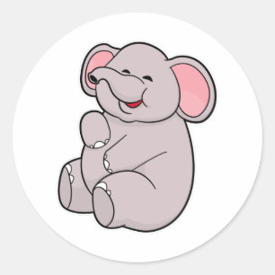 Sticker Rond Eléphant drôle