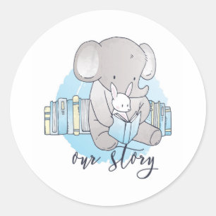 Sticker Rond Elephant et collant lapin