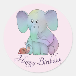Sticker Rond Éléphant et escargot