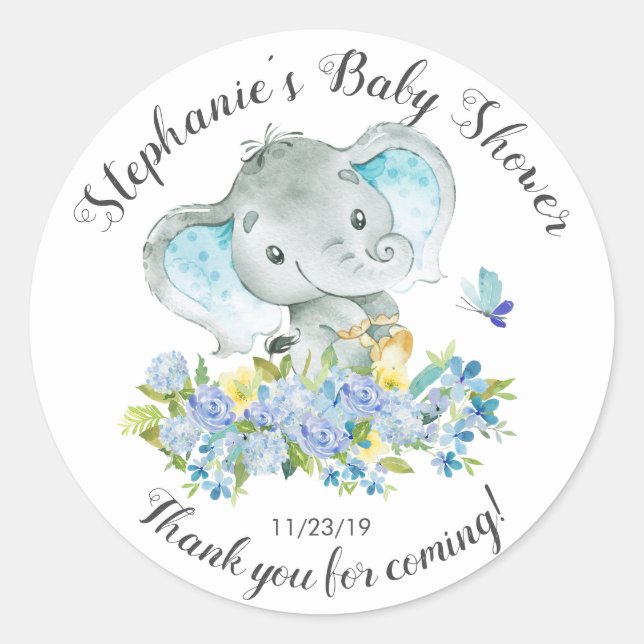 Sticker Rond Elephant Jungle Animaux Baby Boy Douche Favoriser (Devant)