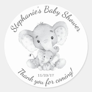Sticker Rond Elephant Jungle Animaux Baby shower Favoriser Stic