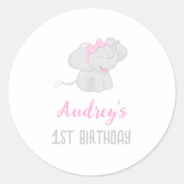 Sticker Rond Eléphant mignon 1er anniversaire