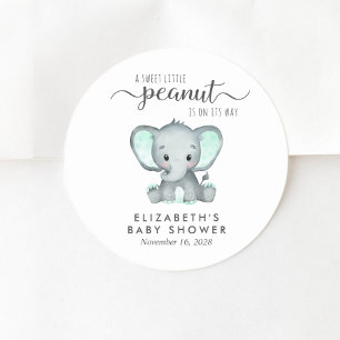 Sticker Rond Eléphant mignon baby shower