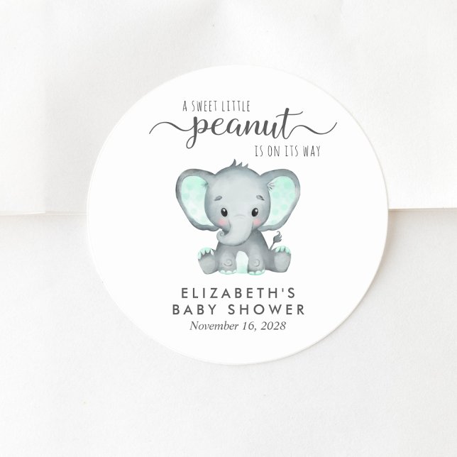 Sticker Rond Eléphant mignon baby shower (Créateur téléchargé)