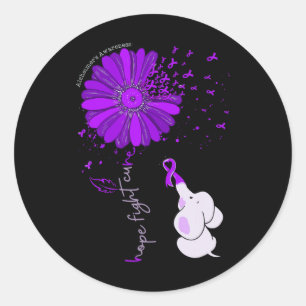Sticker Rond Éléphant Mignon Espoir Combat Cure Tournesol Heime