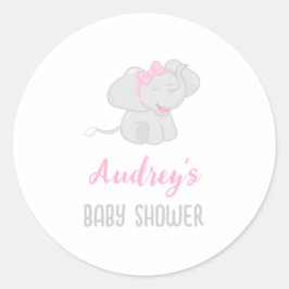 Sticker Rond Eléphant mignon fille Baby shower