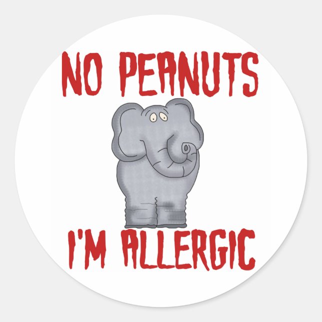 Sticker Rond Elephant NO Peanuts Je suis Allergique (Devant)
