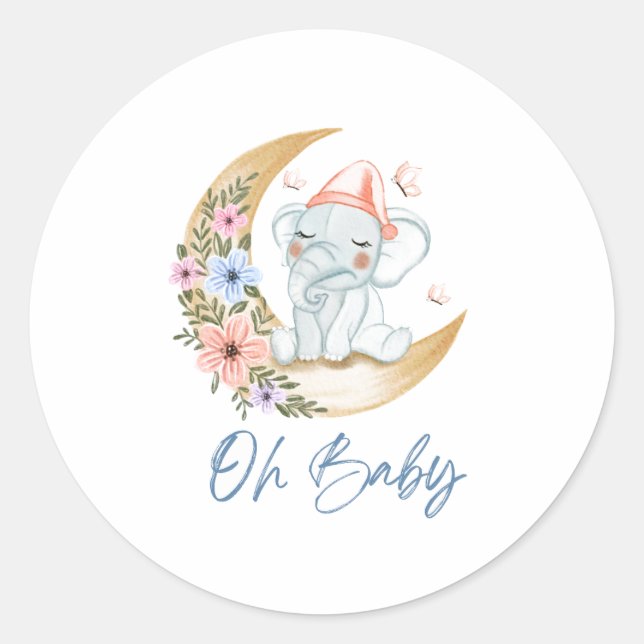 Sticker Rond Elephant oh bébé (Devant)