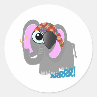 Sticker Rond Éléphant pirate mignon Goofkins