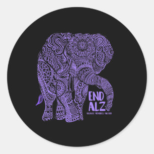 Sticker Rond Eléphant pourpre Alzheimer Sensibilisation Vêtemen