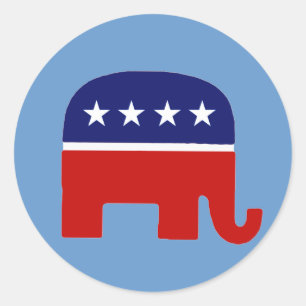 Sticker Rond Eléphant républicain / Eléphant GOP