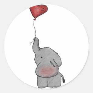 Sticker Rond Éléphant tenant le ballon