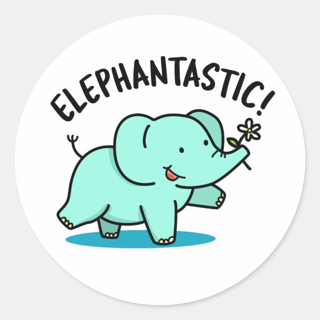 Sticker Rond Elephantastic Funny Elephant Pun (Devant)