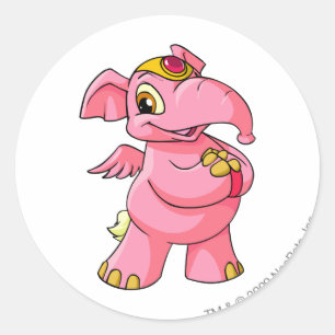 Sticker Rond Elephante rose