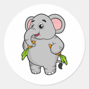 Sticker Rond Eléphants aux carottes
