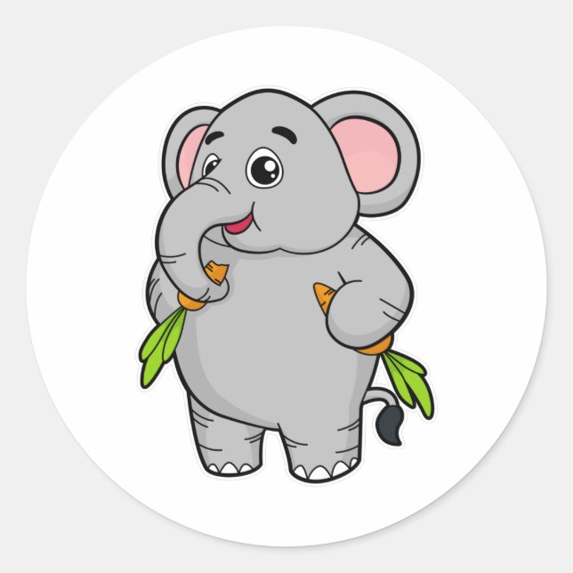 Sticker Rond Eléphants aux carottes (Devant)