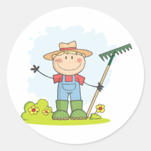 Sticker Rond Élevage du garçon de jardinage