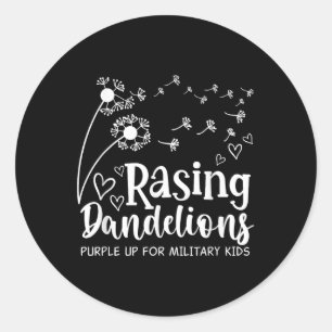 Sticker Rond Élever Des Dandelions Pourpre Pour Un Enfant Milit