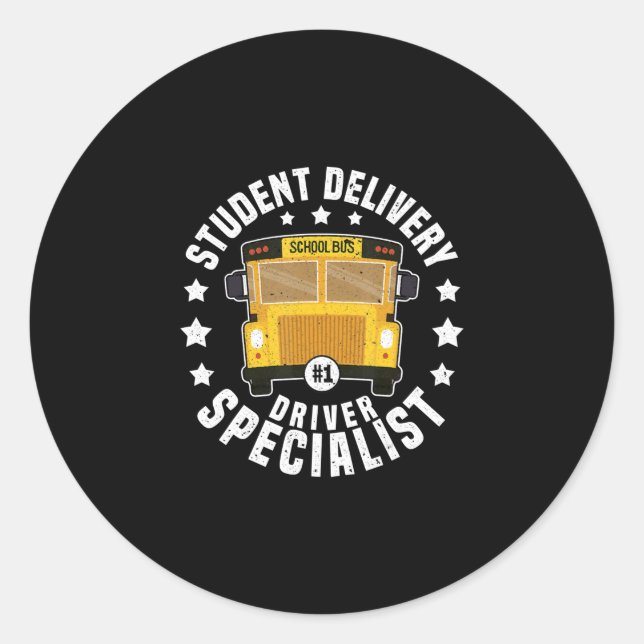 Sticker Rond élèves amusants chauffeurs de bus (Devant)