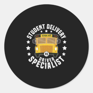Sticker Rond élèves amusants chauffeurs de bus