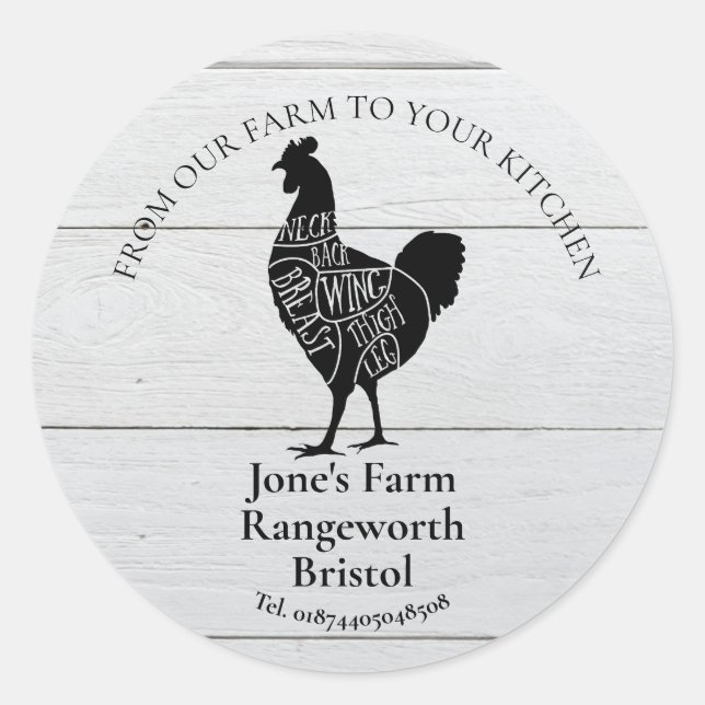 Sticker Rond éleveur de poulets commercialisation production fe (Devant)