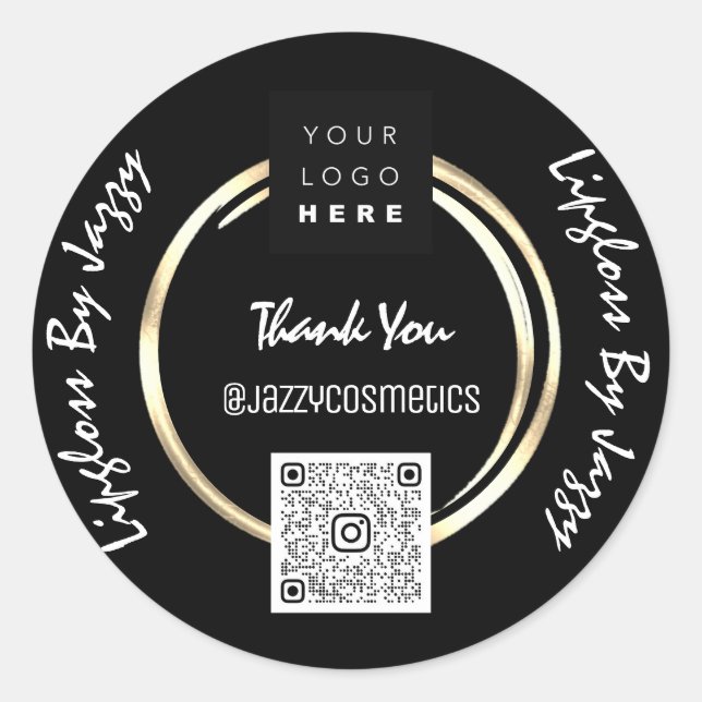 Sticker Rond Elevez votre gratitude avec Black Gold VIP Merci (Devant)