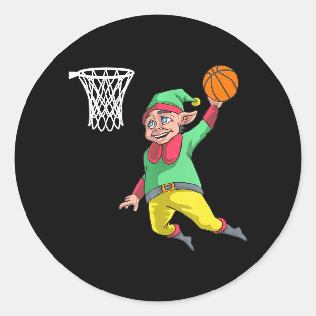 Sticker Rond Elf Basketball Noël Chelem Dunk Gif PBV (Devant)