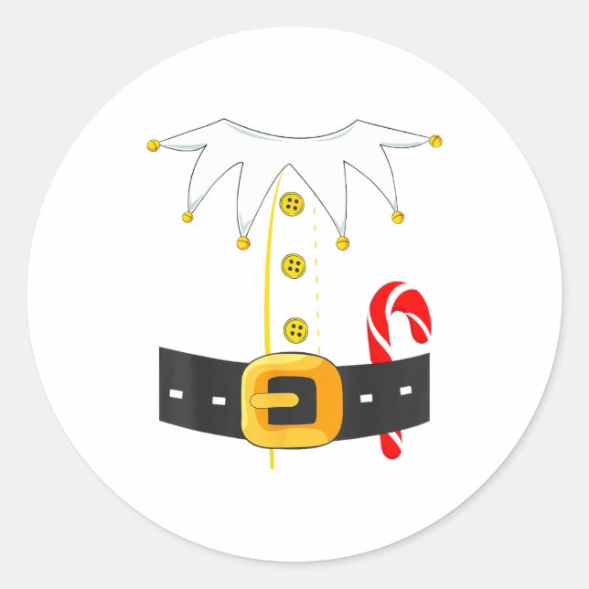 Sticker Rond Elf Costume Christmas Holiday Men Women Kids  (Devant)