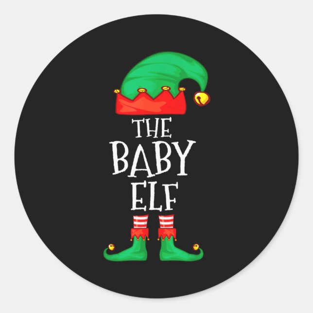 Sticker Rond Elf Family Christmas Funny The Baby Elf Sweater Bo (Devant)