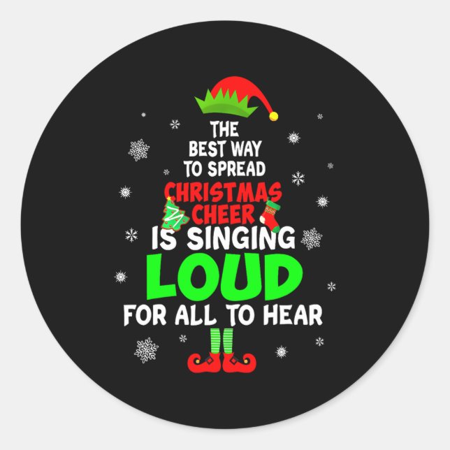 Sticker Rond Elf Xmas The Way To Spread Christmas Cheer Men Wom (Devant)