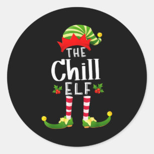 Sticker Rond Elfe de Noël décontracté Pyjama assorti X-mas Part