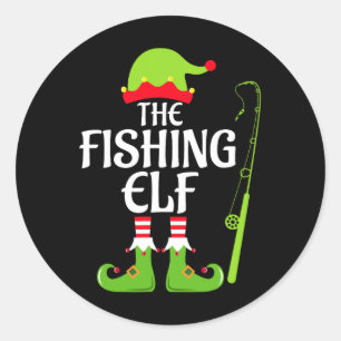 Sticker Rond Elfe de pêche appariement de groupe familial fête 
