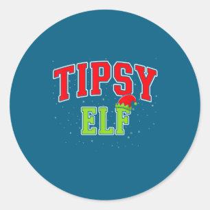 Sticker Rond Elfe éméché Noël Famille Équipée Groupe Xmas