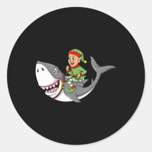 Sticker Rond Elfe équitation requin Noël Garçons Filles Enfants