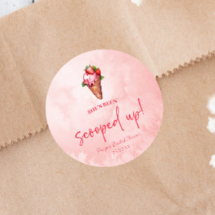 Sticker Rond Elle a été ramassée ! Glace Mariage Shower 