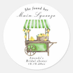 Sticker Rond Elle a trouvé sa douche de mariage au citron Main 