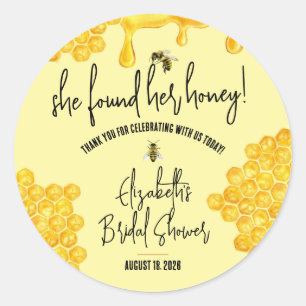 Sticker Rond Elle a trouvé son miel ! Faveur de mariage en form