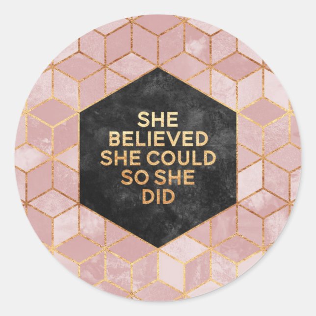 Sticker Rond Elle Croyait Qu'Elle Pouvait Le Faire. (Devant)