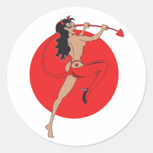 Sticker Rond Elle Diable