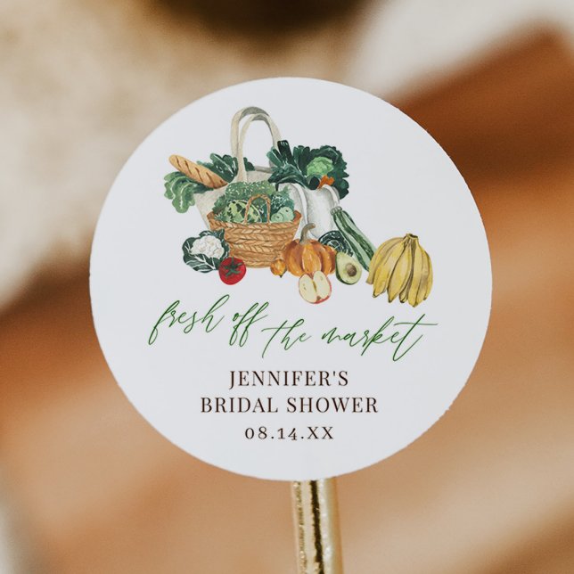 Sticker Rond Elle est fraichement célibataire Shower de mariage (Créateur téléchargé)