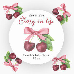 Sticker Rond Elle est la cerise sur le baby shower supérieur