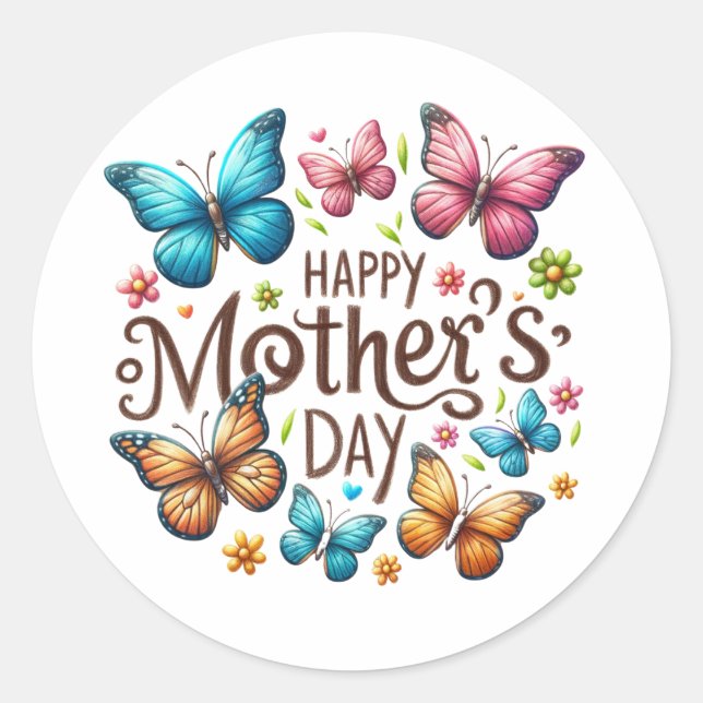 Sticker Rond Elle est maman | Bonne fête des mères (Devant)