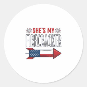 Sticker Rond Elle est mon pétard Création de couple patriotique