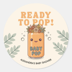 Sticker Rond Elle est prête à éclater Baby Shower Orange Boho K