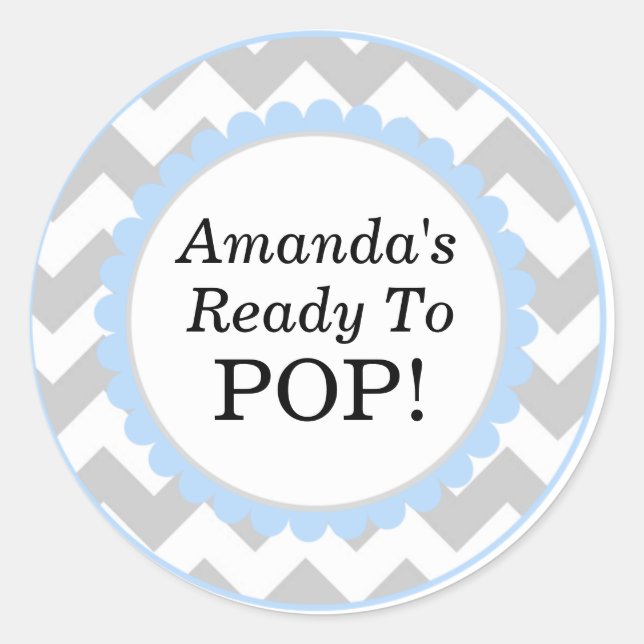 Sticker Rond Elle est prête à la pop, Baby shower d'impression  (Devant)